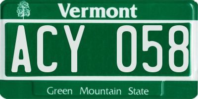 VT license plate ACY058