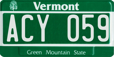 VT license plate ACY059