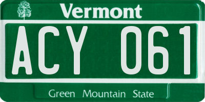 VT license plate ACY061