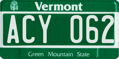 VT license plate ACY062