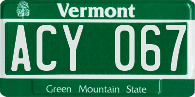 VT license plate ACY067