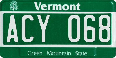 VT license plate ACY068