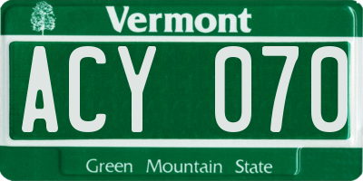 VT license plate ACY070