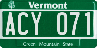 VT license plate ACY071