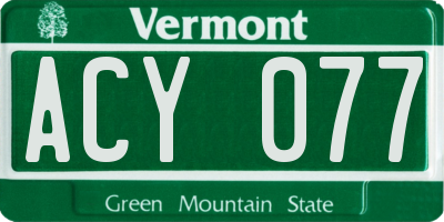 VT license plate ACY077