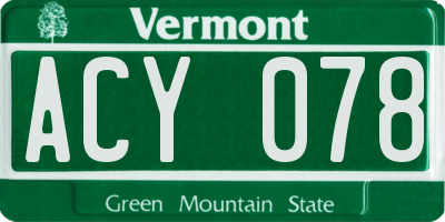 VT license plate ACY078