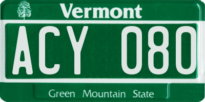 VT license plate ACY080