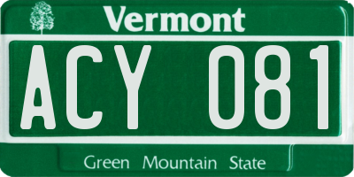 VT license plate ACY081