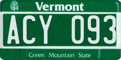 VT license plate ACY093
