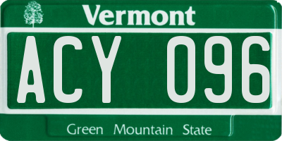VT license plate ACY096