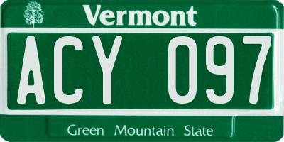 VT license plate ACY097