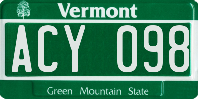 VT license plate ACY098