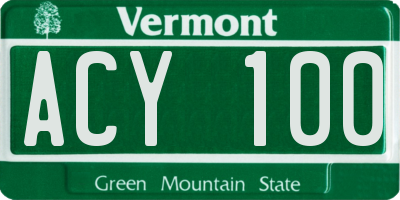 VT license plate ACY100