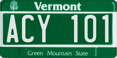 VT license plate ACY101