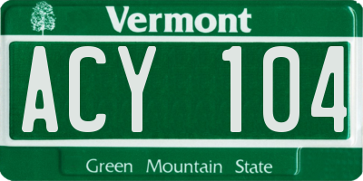 VT license plate ACY104