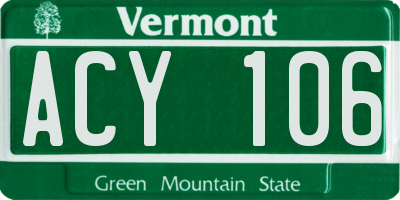 VT license plate ACY106