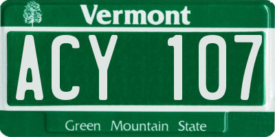 VT license plate ACY107