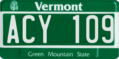 VT license plate ACY109