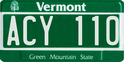 VT license plate ACY110