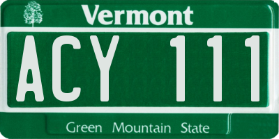 VT license plate ACY111