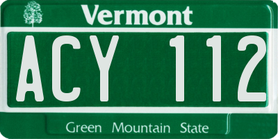 VT license plate ACY112