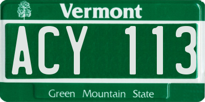VT license plate ACY113