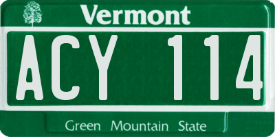 VT license plate ACY114