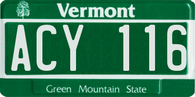 VT license plate ACY116