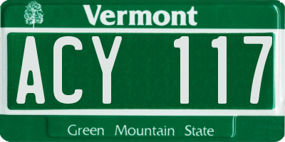 VT license plate ACY117