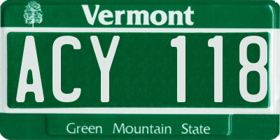 VT license plate ACY118