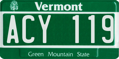 VT license plate ACY119