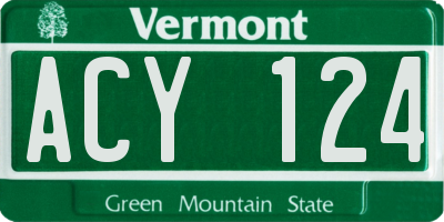 VT license plate ACY124