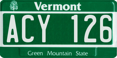 VT license plate ACY126