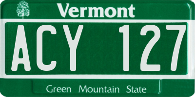 VT license plate ACY127