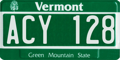 VT license plate ACY128