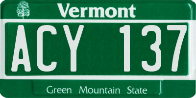 VT license plate ACY137
