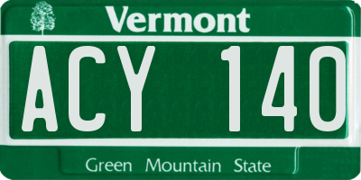 VT license plate ACY140