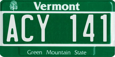 VT license plate ACY141