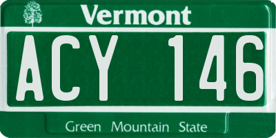 VT license plate ACY146