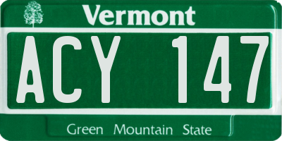 VT license plate ACY147