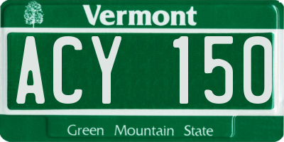VT license plate ACY150