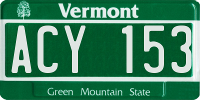 VT license plate ACY153