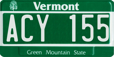 VT license plate ACY155