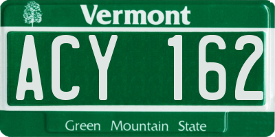 VT license plate ACY162