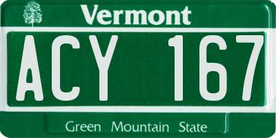 VT license plate ACY167