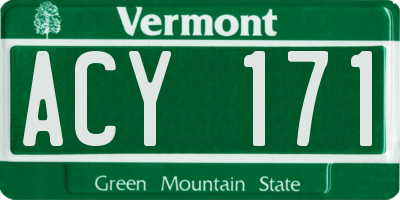 VT license plate ACY171