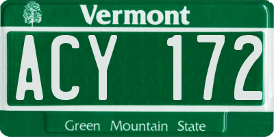 VT license plate ACY172