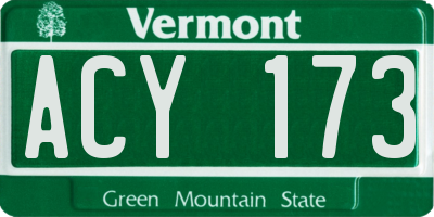 VT license plate ACY173
