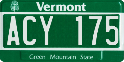 VT license plate ACY175