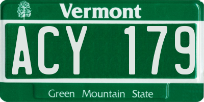 VT license plate ACY179